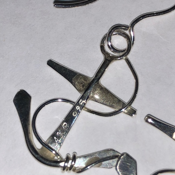 Sterling Silver Ships Anchor Earrings - Picture 5 of 6